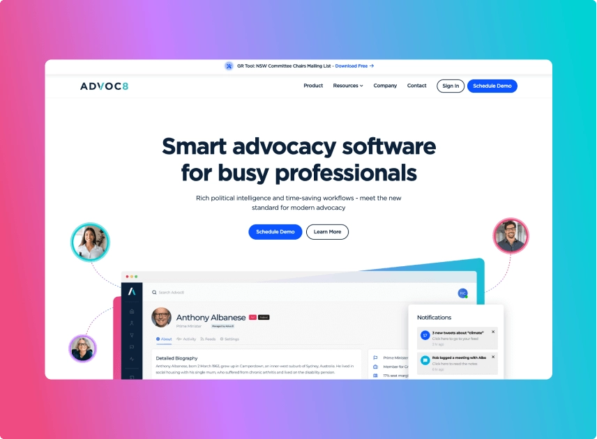 Advoc8 website home page