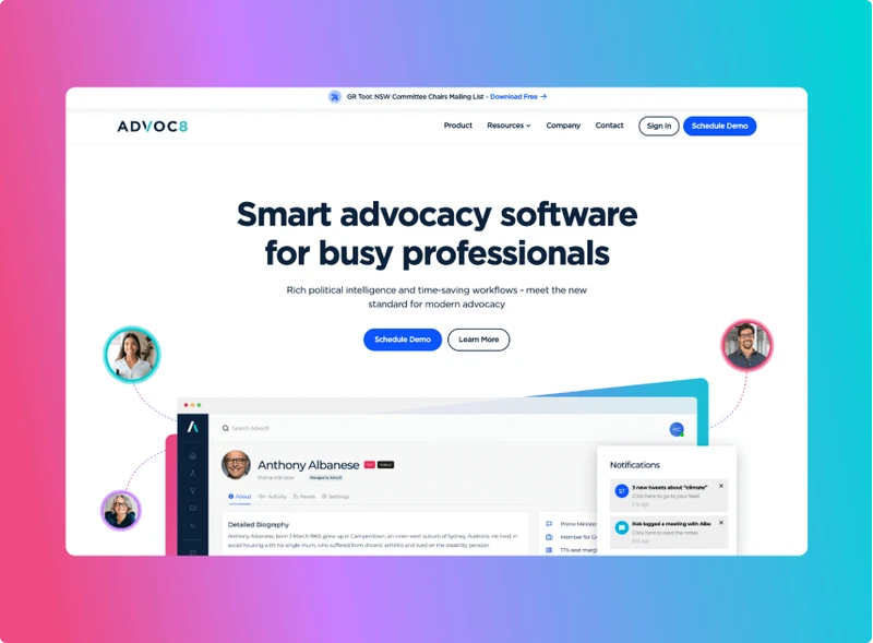 Advoc8 website home page