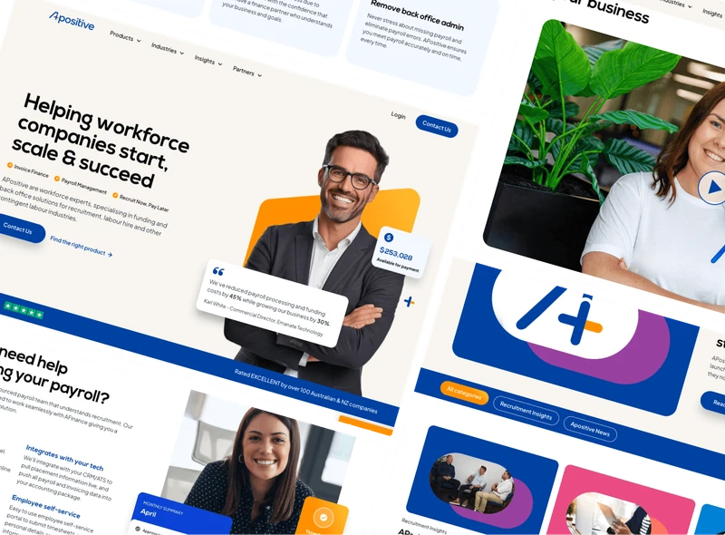 A collage of the APositive website screens