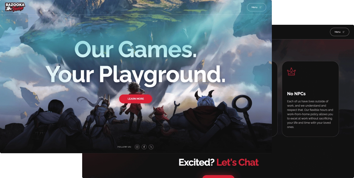 Screens from the Bazooka Tango website