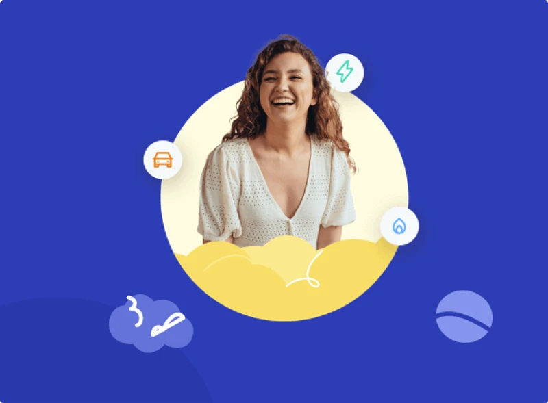 Lady smiling and other design assets from the Deferit fintech website
