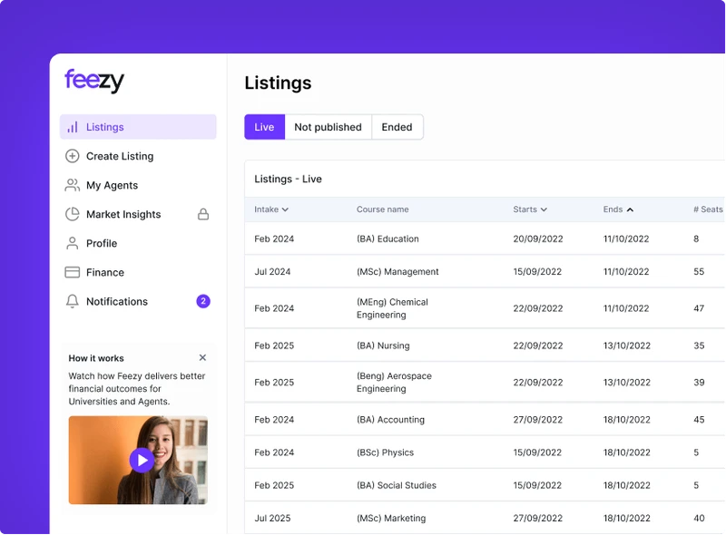 Feezy website home page