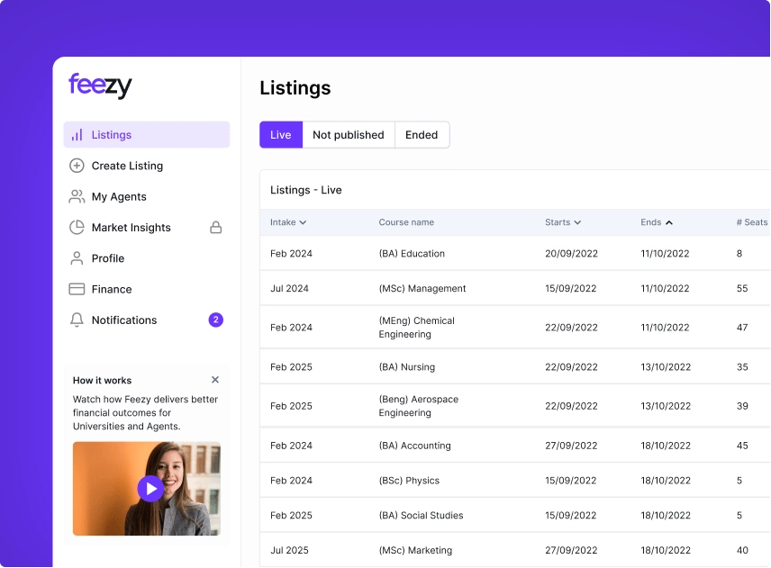 Feezy website home page