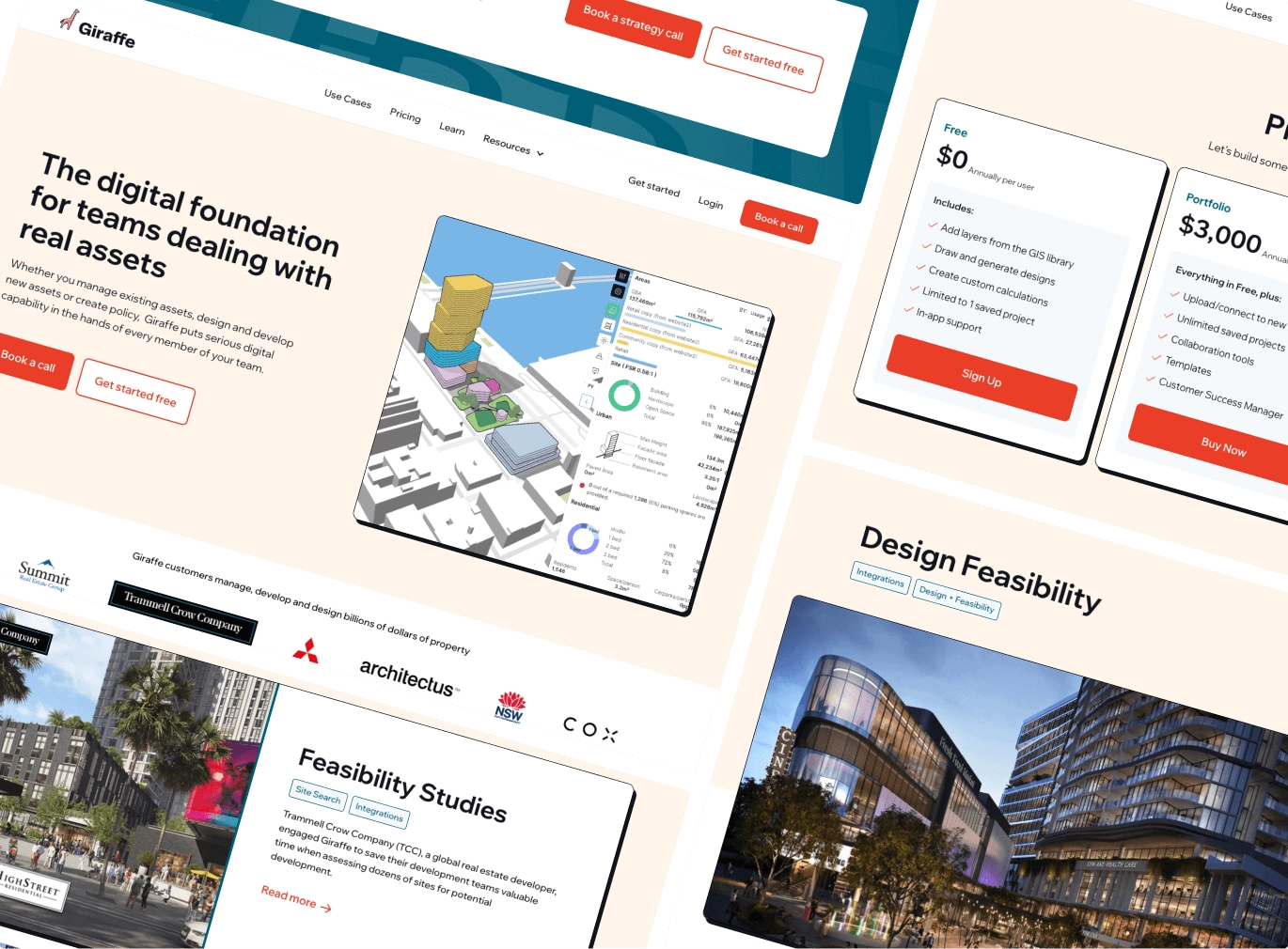 A collage of the Giraffe website screens