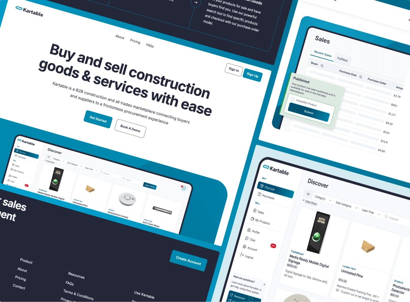 Screens of the Kartable website and product