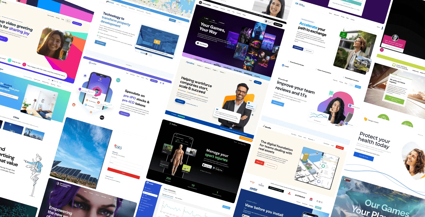 Screengrabs of some of the websites and applications that Launch Lab have designed and developed