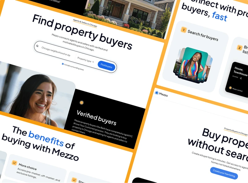 A collage of the Mezzo website and application