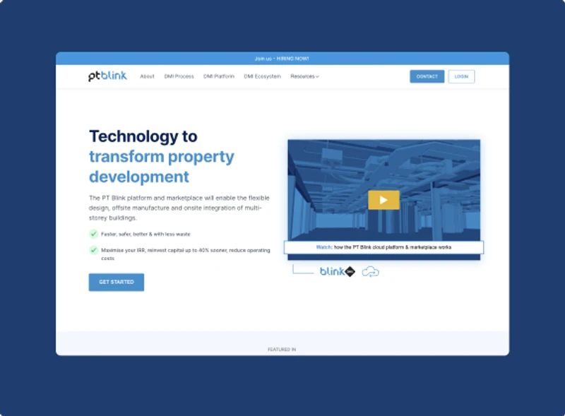 Homepage of the PT Blink website