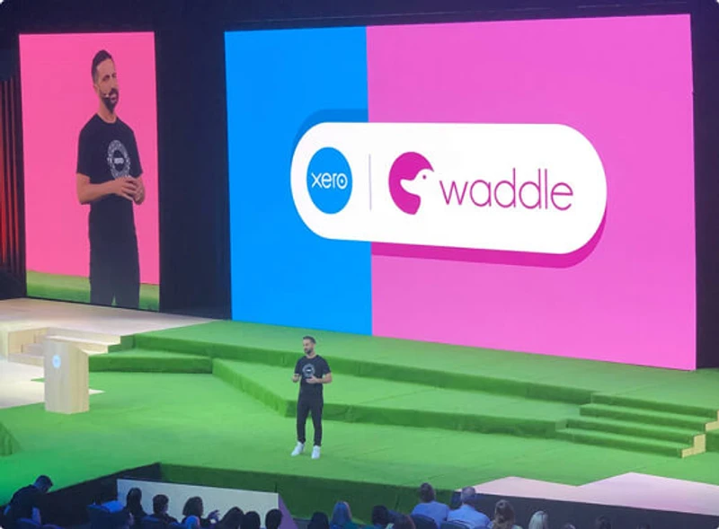 Waddle, a fintech startup, founder on stage at Xerocon