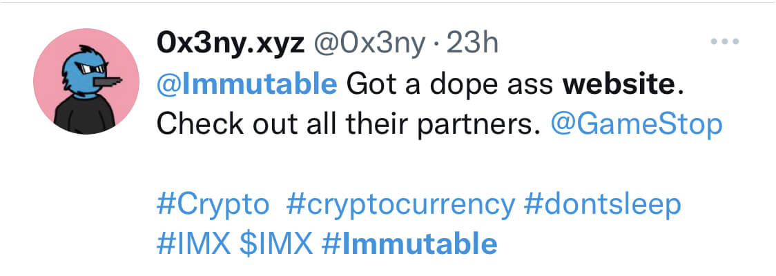 A tweet which states got a dope website