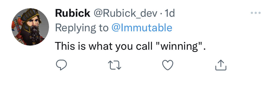 A tweet which states this is what you call winning