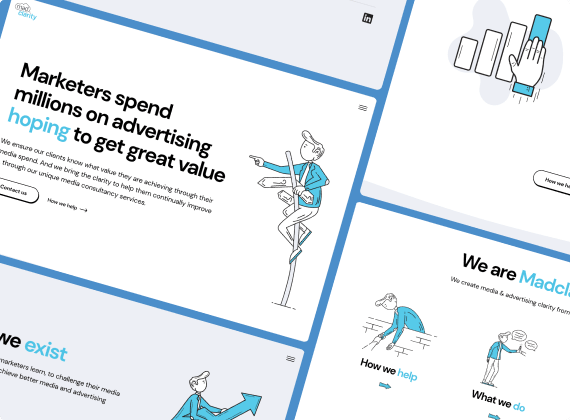 screens of the Madclarity website design and illustrations completed by Launch Lab