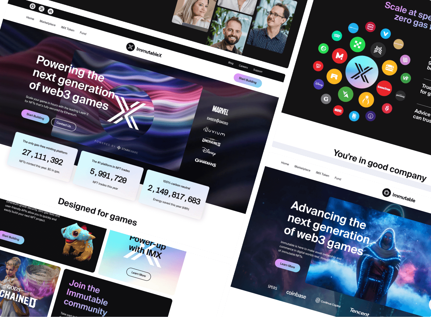 Multiple screens from the Immutable Enterprise website