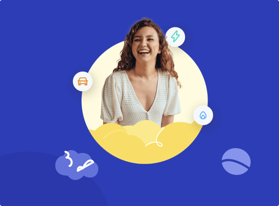 Image of lady smiling and other design assets from Deferit, a fintech startup in Australia