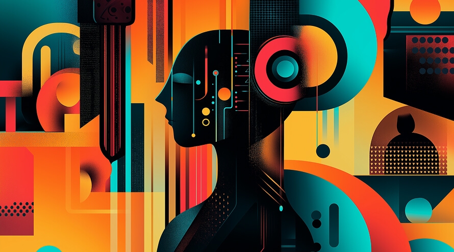 An abstract futuristic representation of an AI Agent