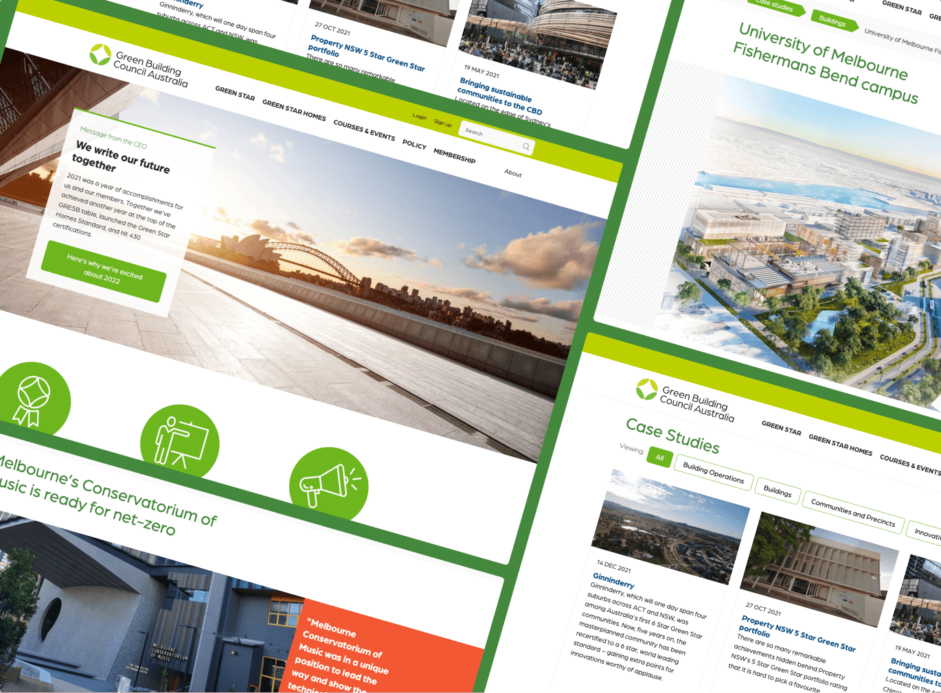 Screens of the Green Building Council of Australia website